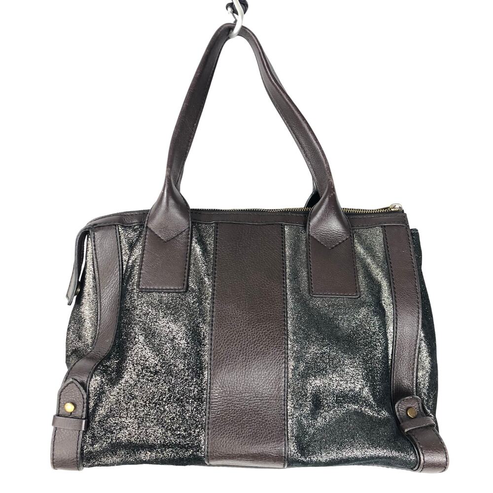 Fossil Black and Dark Brown Glitter Leather Shoulder Bag